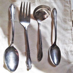 Vintage ONEIDA Floral Stainless Steel Serving Utensils (4)